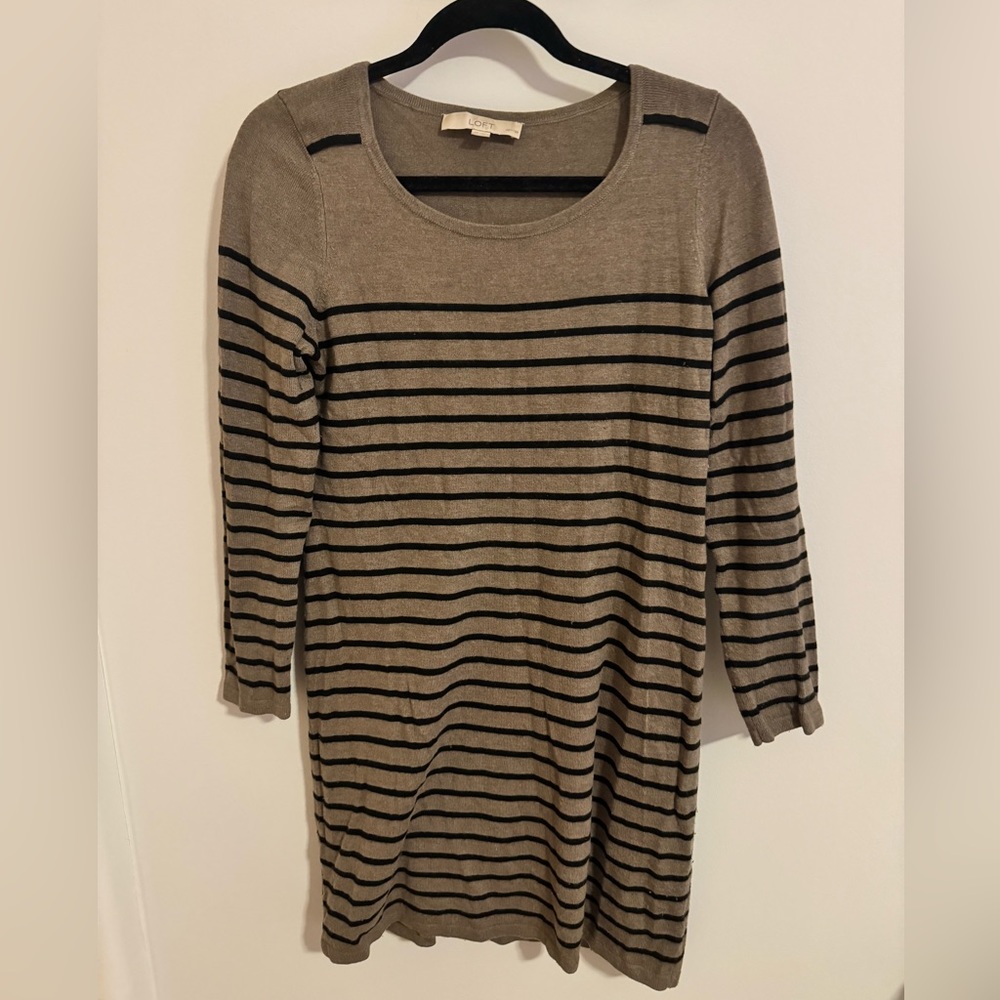 Ann Taylor Loft Brown Striped Dress
